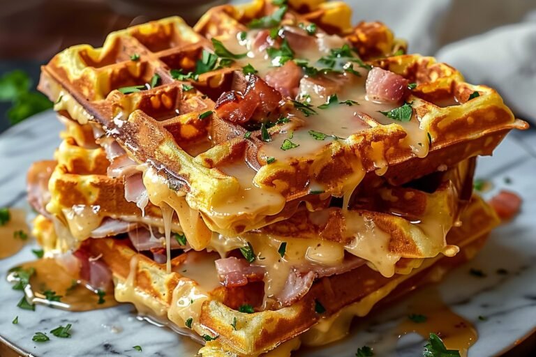 Aromatyczne wytrawne gofry z serem i szynką w 30 minut featured