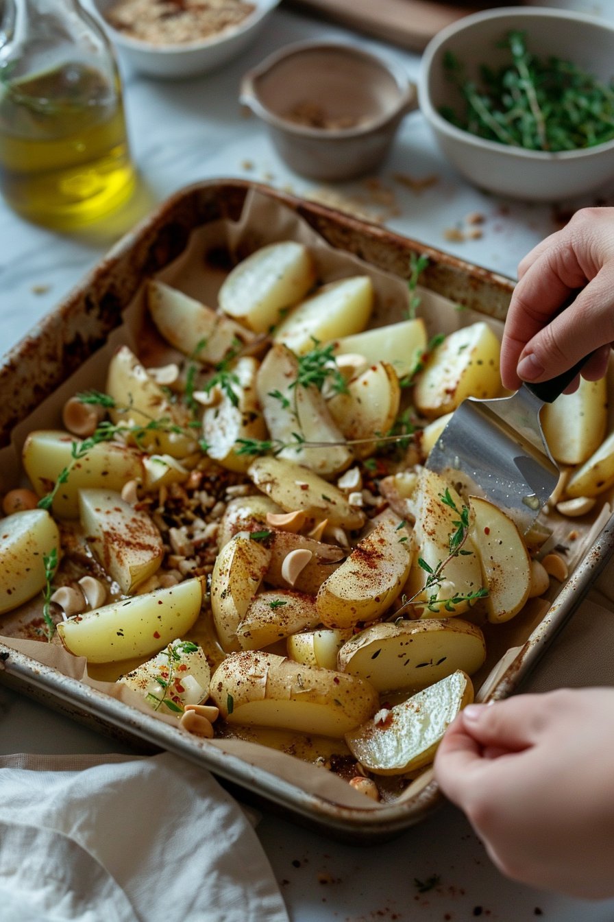 Pieczone ziemniaki z serem i ziołami instructions process