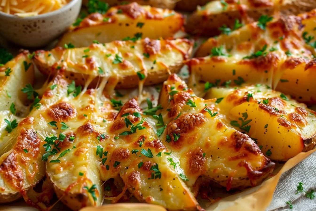 Pieczone ziemniaki z serem i ziołami recipe card