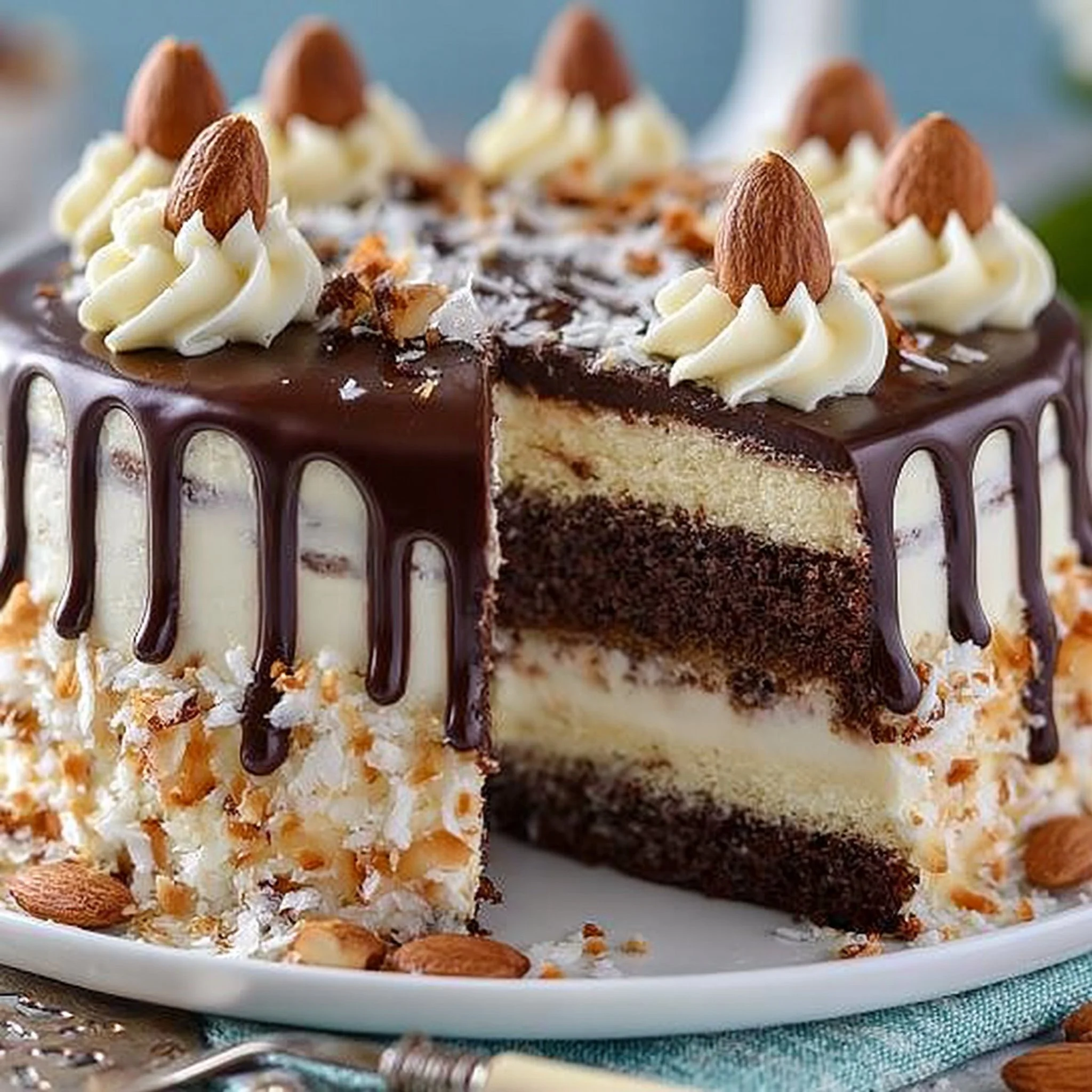 Ciasto warstwowe Almond Joy