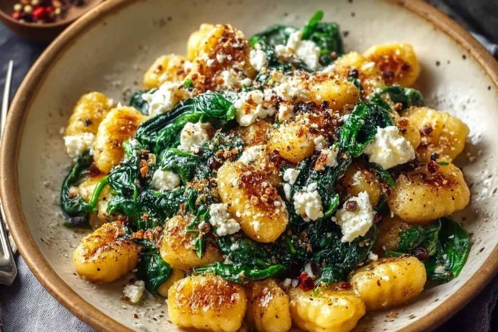 Kremowe gnocchi ze szpinakiem i fetą - pyszne danie