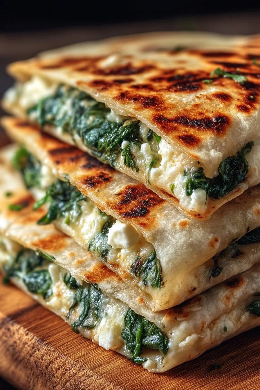 Quesadillas ze szpinakiem i fetą