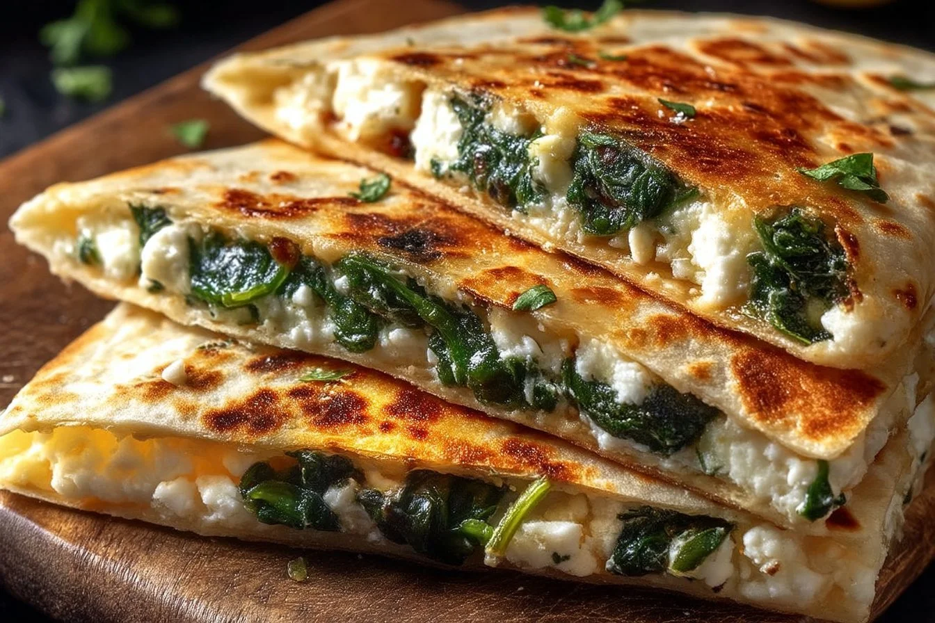 Quesadillas ze szpinakiem i fetą