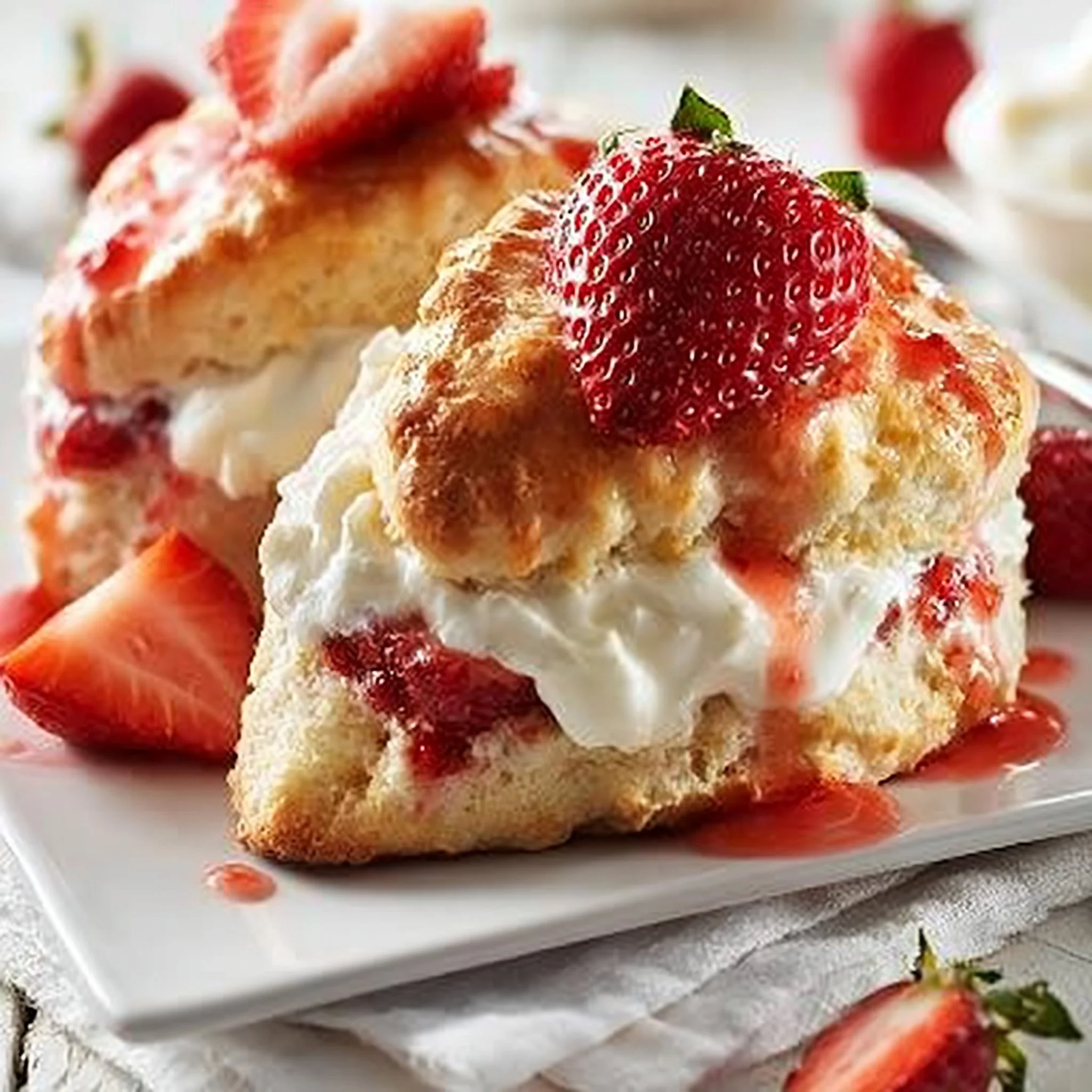 Scones z truskawkami i śmietaną