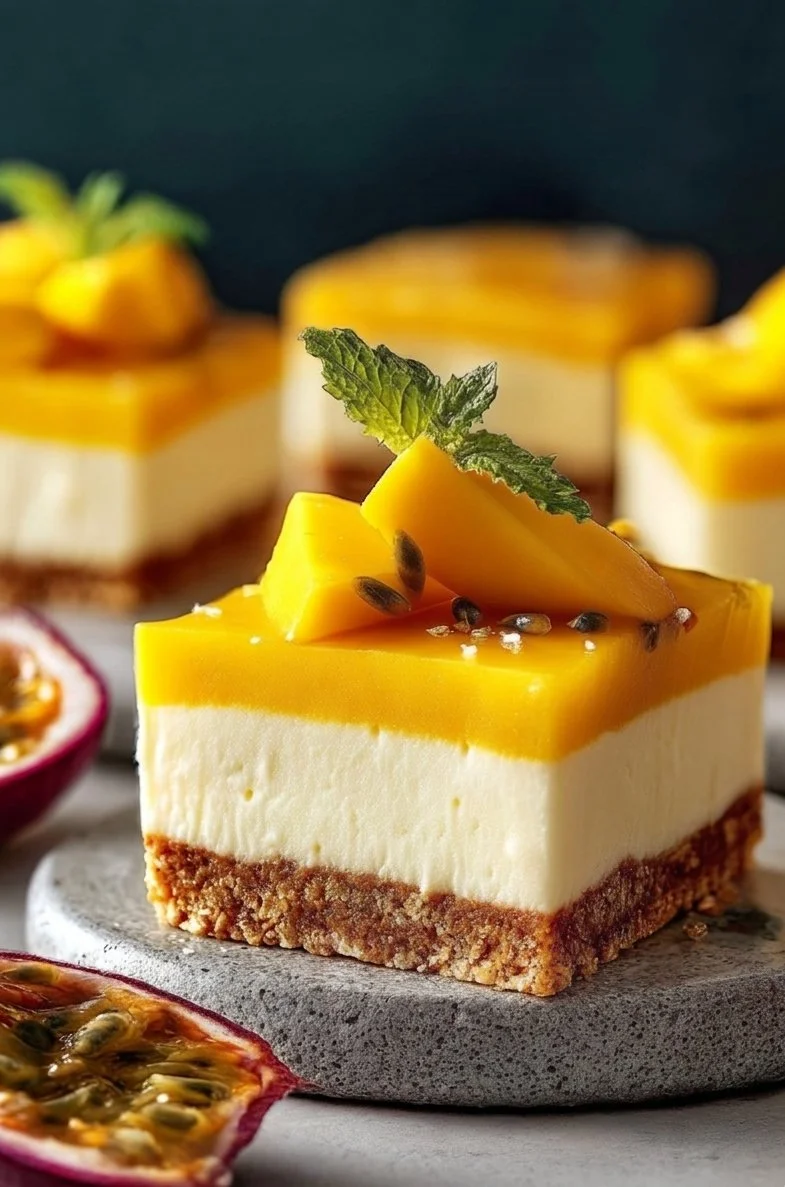 Wegańskie Mango Cheesecake Bars