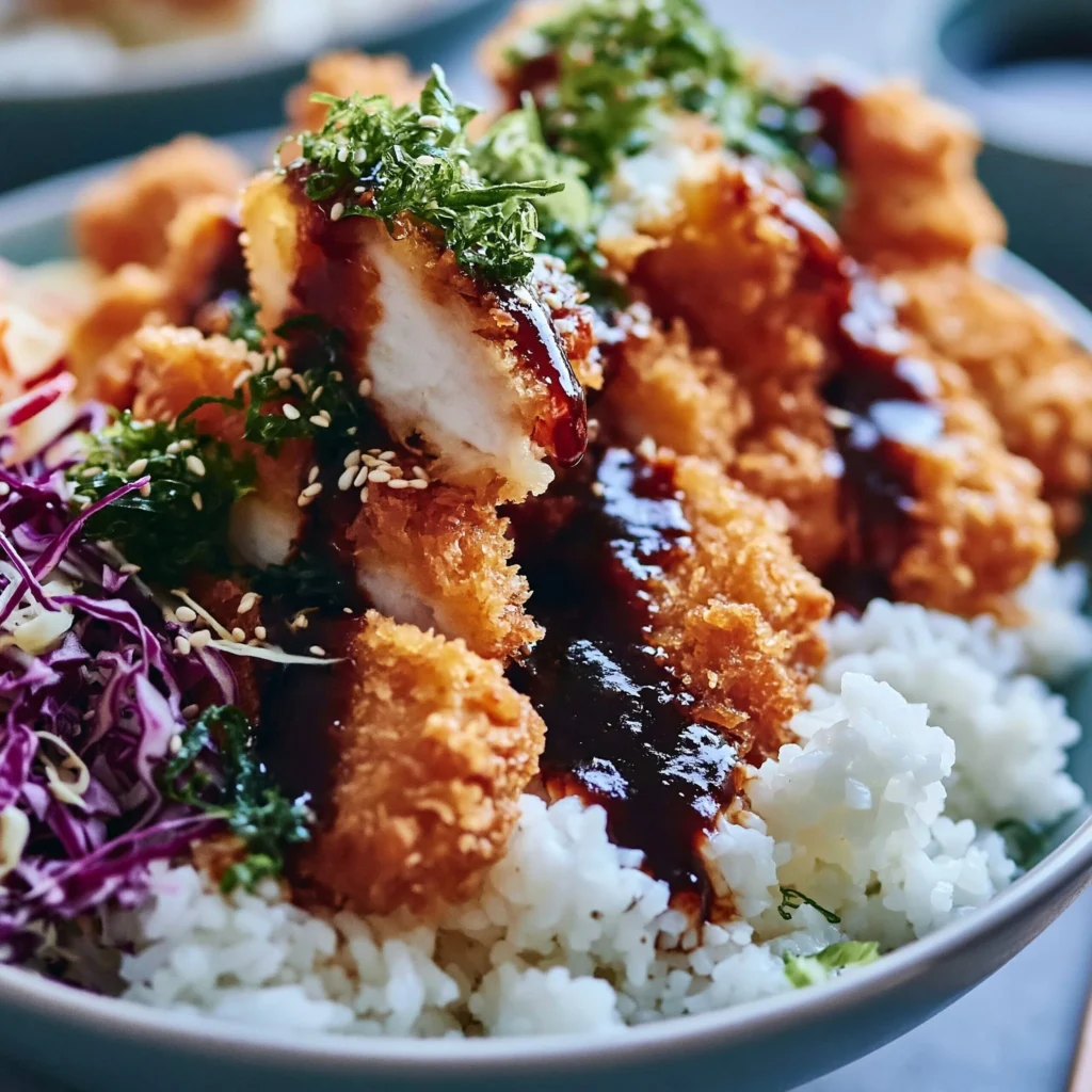 Bowl z Katsu - japońskie danie z kawałkami mięsa i ryżu