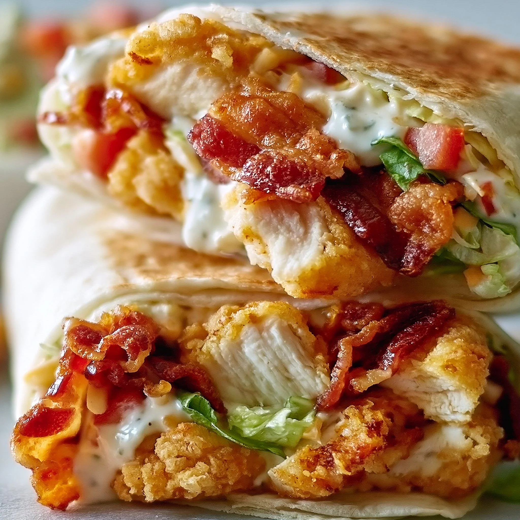 Burrito z kurczakiem i awokado w sosie ranch