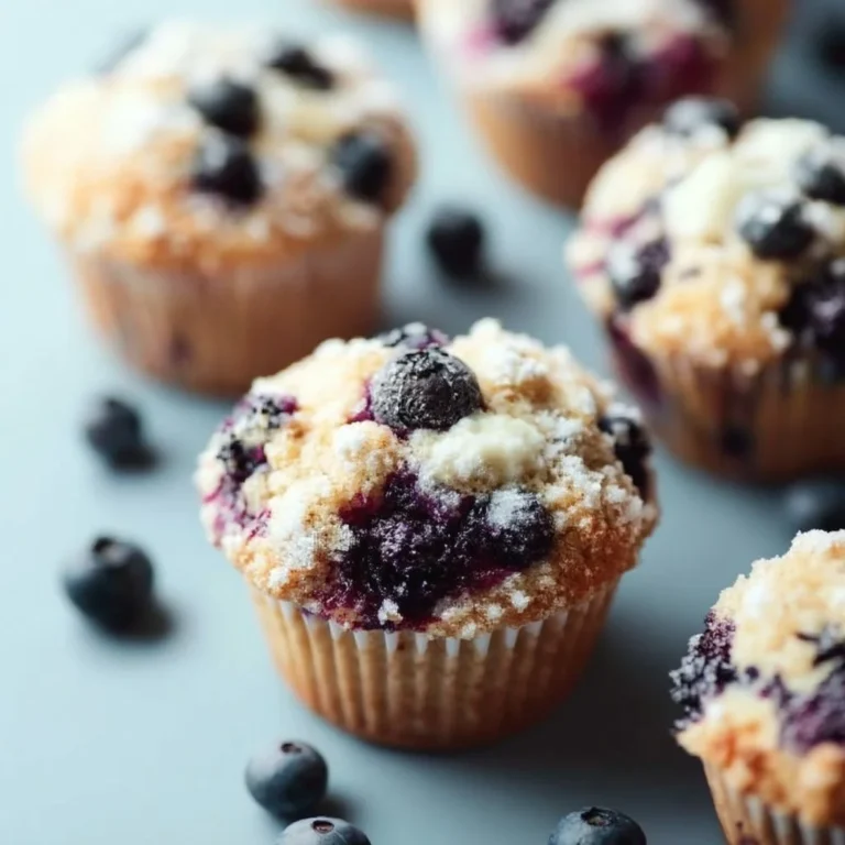 Przepis na muffinki borówkowe z borówkami na tle kuchennym
