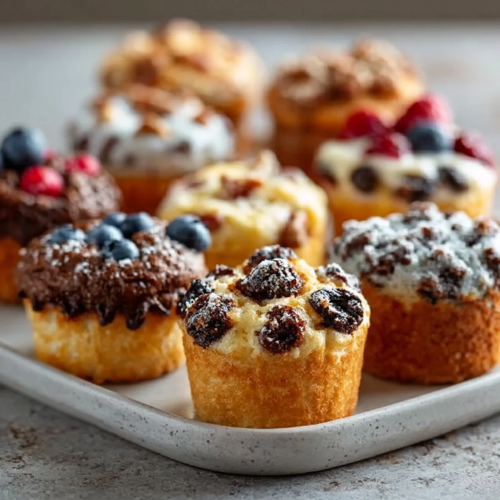 Muffinki Pancakowe z sześcioma smakami na talerzu