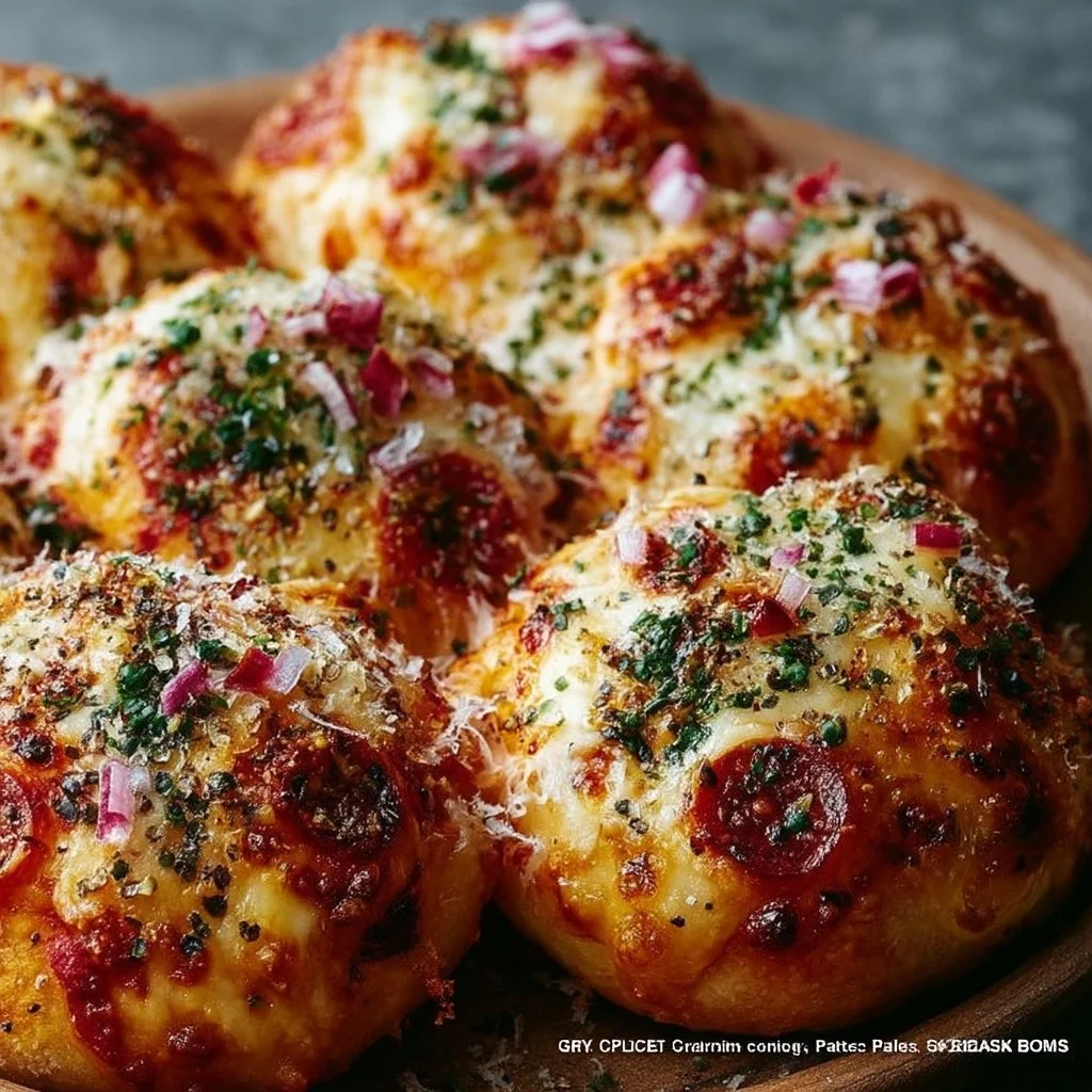 Spicy Cheesy Garlic Pizza Bombs