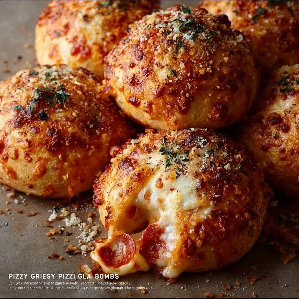 Spicy Cheesy Garlic Pizza Bombs